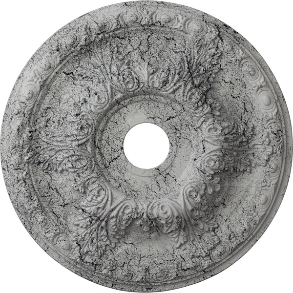 Ekena Millwork Granada Medallion (Canopies up to 7 1/8"), 23 3/8"OD x 3 5/8"ID x 2 1/2"P, Ultra Pure White Crackle CM23GAUWC - main